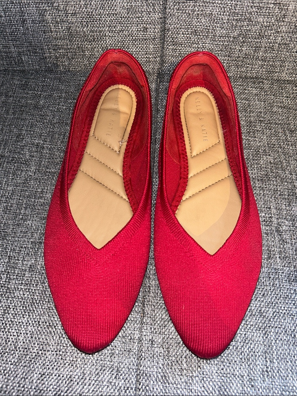 Kelly & Katie Pointed Knit Ballet Flats in Red - Picture 3 of 7